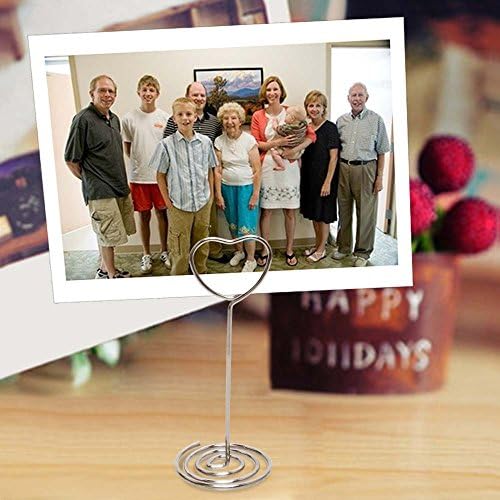 Elegant Heart Shape Table Card Holder Set of 25 Silver