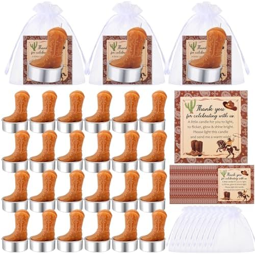 Landhoow 24 Piece Mini Cowgirl Boot Tealight Candle Set