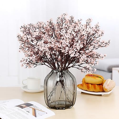 JAKY Global Artificial Babys Breath Flowers 6pcs Autumn Pink Bundle
