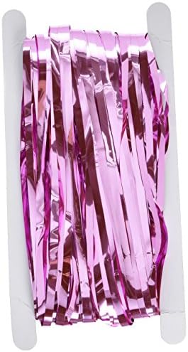 3 Ft x 8 Ft Pink Metallic Foil Fringe Curtain Set