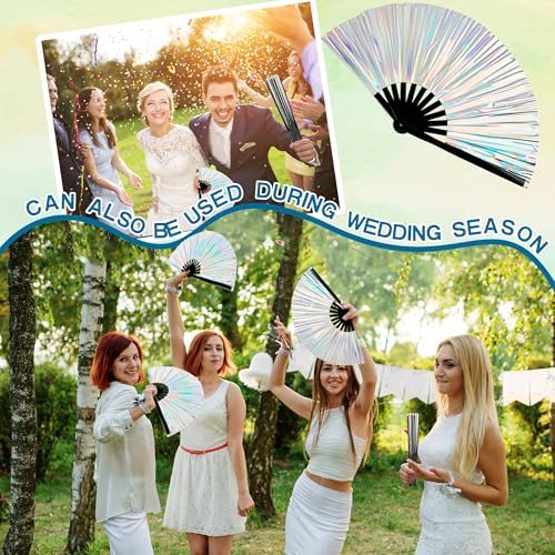 2 Pack Glitter Folding Handheld Fans with Flannel Bags for Dance Parties