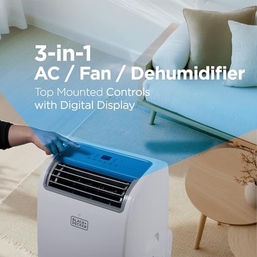 BLACKDECKER 14000 BTU Portable AC Unit with Fan and Dehumidifier White