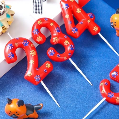 Number 3 Red Paw Birthday Candles for Boys and Girls 1