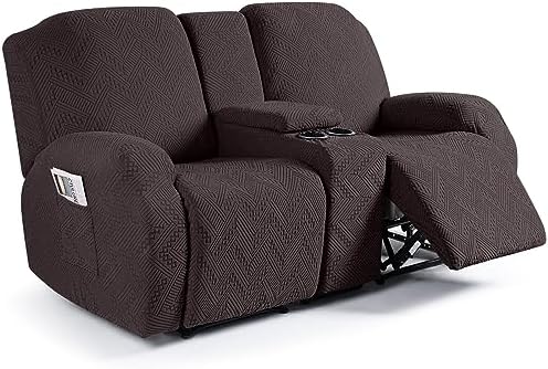 Ruaozz Stretch Loveseat Recliner Covers with Console 4-Piece Set