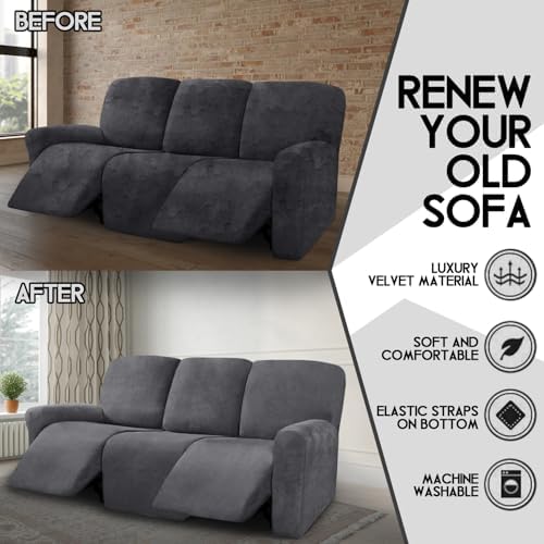 ULTICOR Velvet 3 Seater Recliner Sofa Cover 1