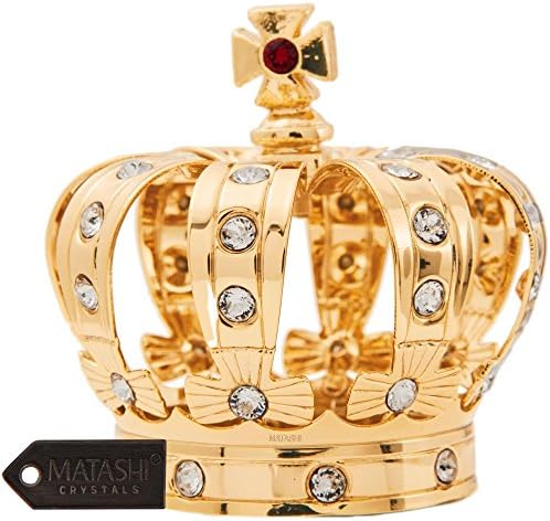 24K Gold Plated Crown Ornament with Crystals 1