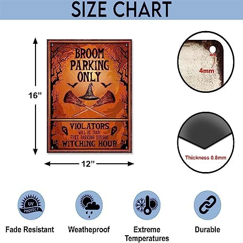 Witch Parking Halloween Metal Sign 118x157 Inches