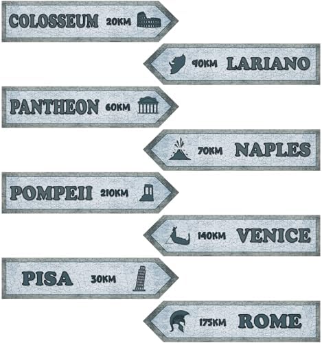 8 Pcs Italian Street Sign Paper Cutouts for Decor