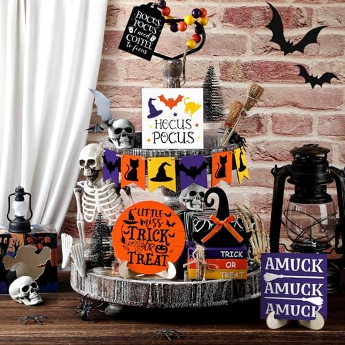 19 Pcs Halloween Tiered Tray Decor Set