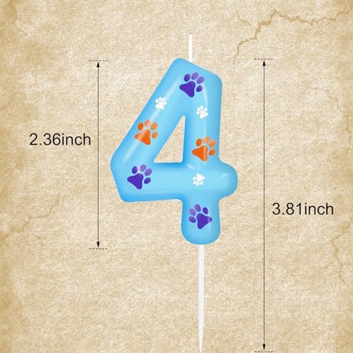 Blue Dog Paw Birthday Candles for Kids