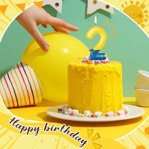 Yellow Cartoon Birthday Candles Number 2 Decorations