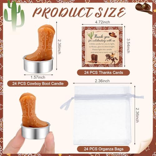 Landhoow 24 Piece Mini Cowgirl Boot Tealight Candle Set
