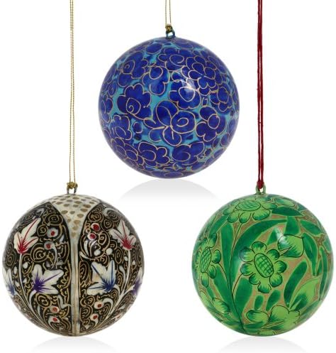 Set of 18 Paper Mache Decor Balls - Handmade Party Ornaments