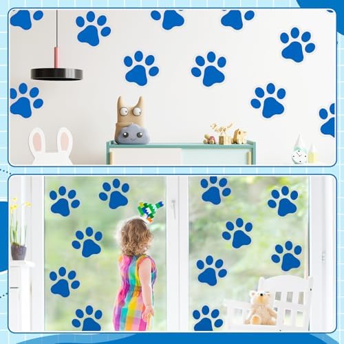 ReliThick 30 Pcs Blue Paw Print Floor Decal