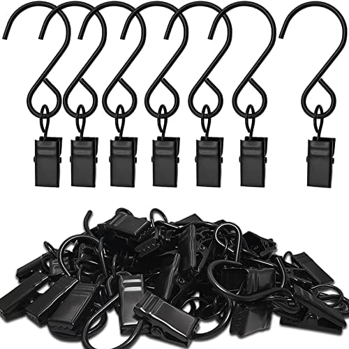 Stainless Steel S Hooks Curtain Clips 50 Pack Black 3 Inch 1