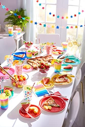 50 Count Rainbow Paper Dessert Plates 7x7