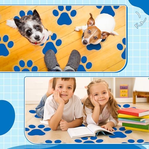 ReliThick 30 Pcs Blue Paw Print Floor Decal