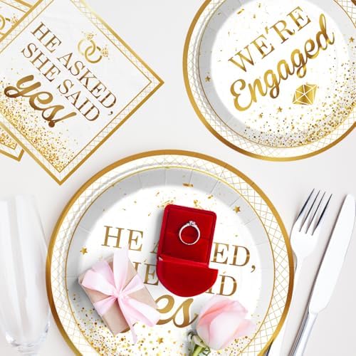 Gold White Engagement Party Decor Set for 25 Guests