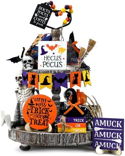 19 Pcs Halloween Tiered Tray Decor Set