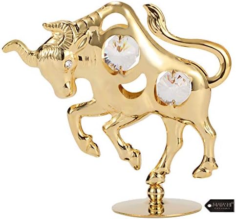 Matashi 24K Gold Plated Crystal Studded Ox Bull Figurine Ornament 1