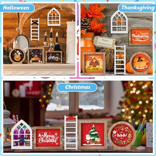 48 Pcs Interchangeable Seasonal Tiered Decor Set