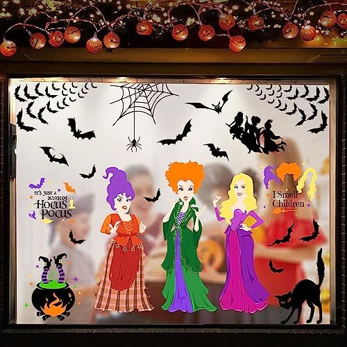 Halloween Hocus Pocus Window Clings 8 Sheets Double-Sided Decor