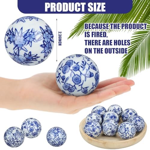Vesici 9 Pcs Blue and White Porcelain Decorative Balls
