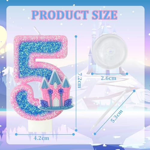 Zlongron Number 5 Birthday Candle for Frozen Castle Theme