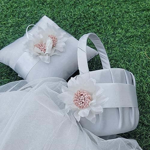 DESUNESS Wedding Flower Girl Baskets Creamy White