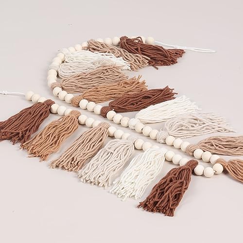 Boho Tassel Garland with Wood Beads for Home Decor