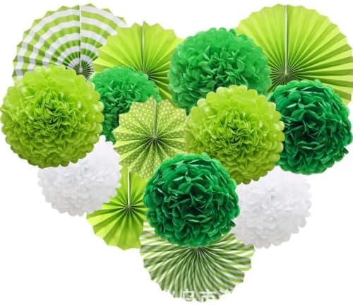 St Patricks Day Party Decor 14pcs Tissue Pom Poms Set