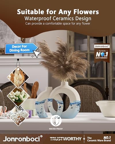 Boho Beige Donut Vase Set for Home Decor