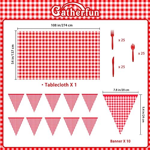 Gatherfun Gingham Party Supplies Set of 25