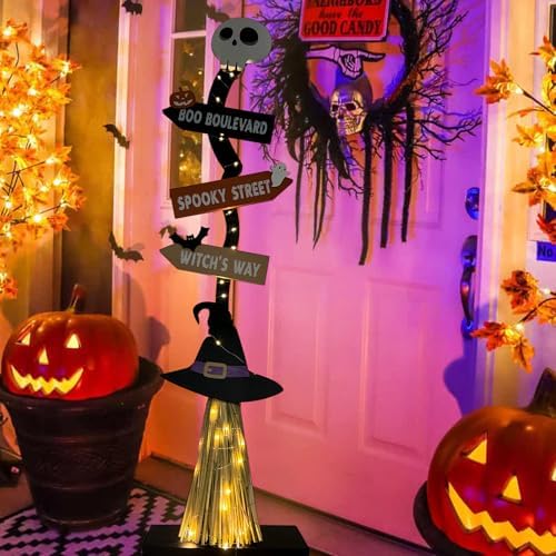 DAZONGE Halloween Witch Broom Lighted Decoration