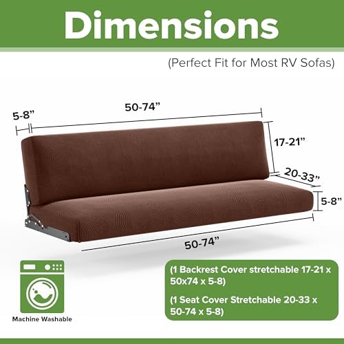 Hudson Comfort RV Couch Covers 2-Piece Set Chocolate