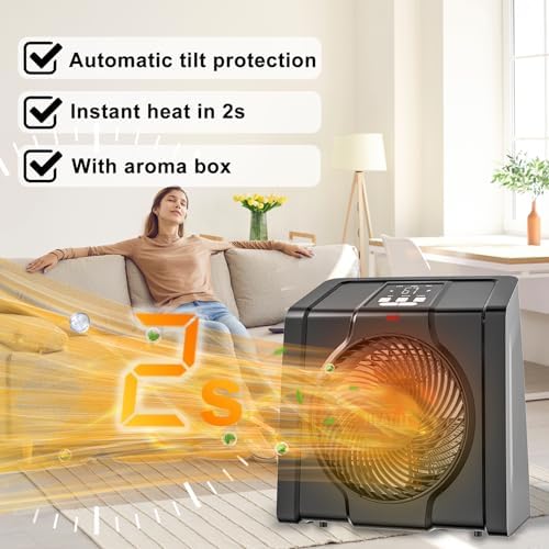 HEATIT Electric Space Heater with Thermostat and Timer 1500W Black Indoor Use