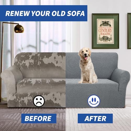 YEMYHOM Sofa Slipcover with Magic Elastic and Jacquard Design