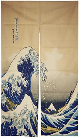 Japanese Noren Curtain Tapestry The Great Wave Off Kanagawa Doorway Divider