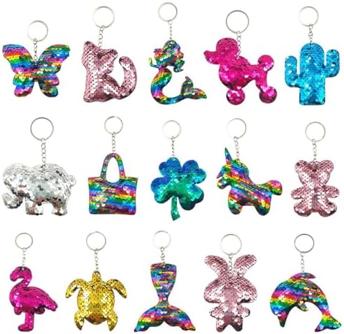 GuassLee Flip Sequin Keychain Set for Kids Party Favors