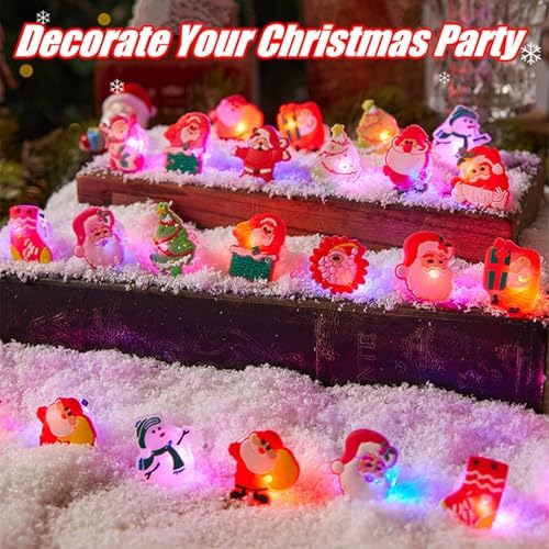 50Pcs Christmas Light Up Rings for Party Favors