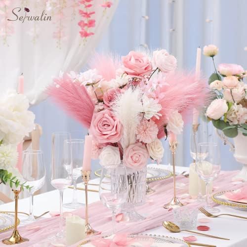Serwalin 12pcs Pink Pampas Grass Decor Set 1
