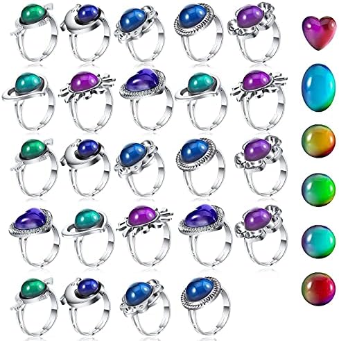 Hicarer 24 Adjustable Mood Rings Mixed Colors 1