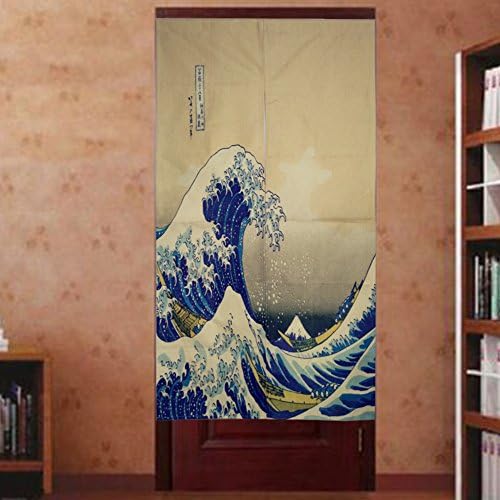 Japanese Noren Curtain Tapestry The Great Wave Off Kanagawa Doorway Divider