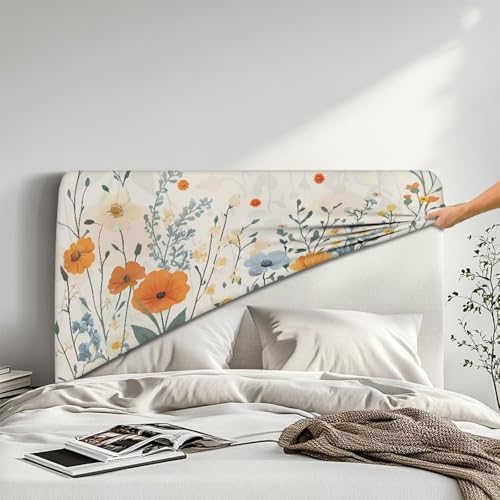 Floral Headboard Cover for Queen Bed