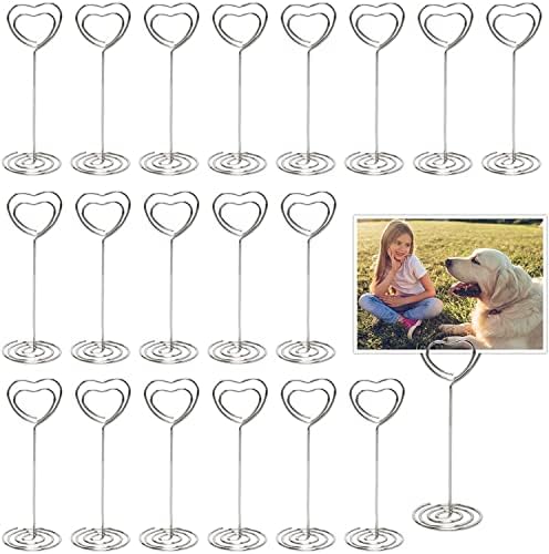 Elegant Heart Shape Table Card Holder Set of 25 Silver
