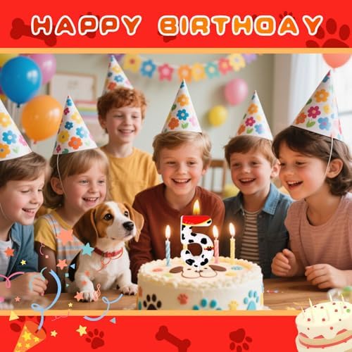 Candsun Dog Paw Birthday Candles Number 5 Red