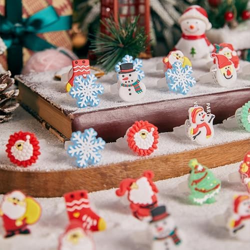 50Pcs Christmas Light Up Rings for Party Favors