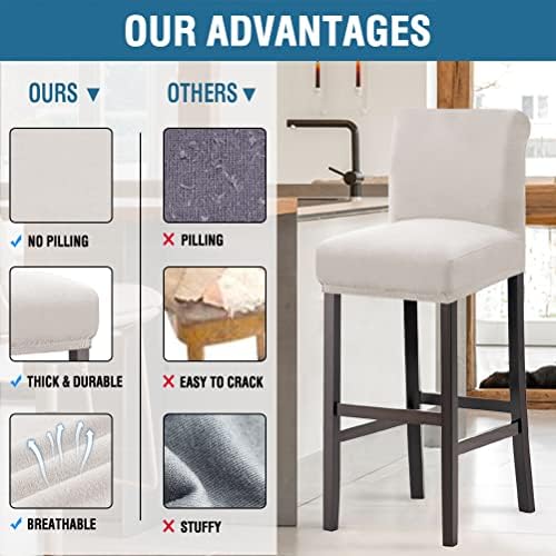 HVERSAILTEX Waterproof Bar Stool Covers Set of 4 Ivory 1