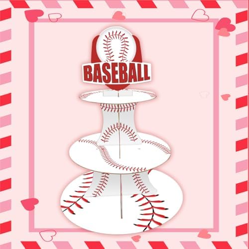 Baseball Themed Cake Stand with 3 Tiers and Topper