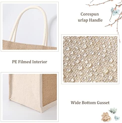 Boao 10 Pcs Burlap Tote Bags with Handles for Bridesmaids and Weddings